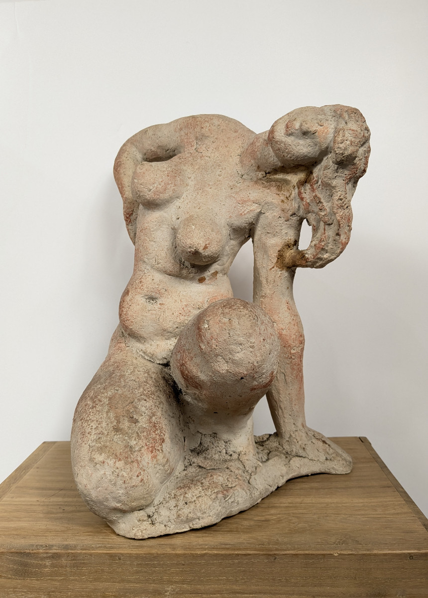 Seated Nude - Terracotta Circa 1950 By Masaru Kinouchi 1892-1977 #392-photo-2