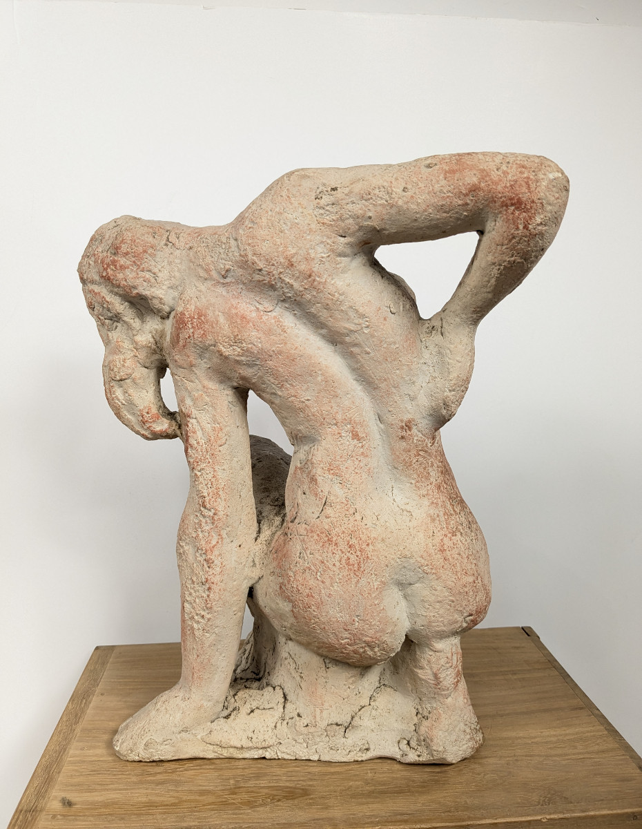 Seated Nude - Terracotta Circa 1950 By Masaru Kinouchi 1892-1977 #392-photo-3