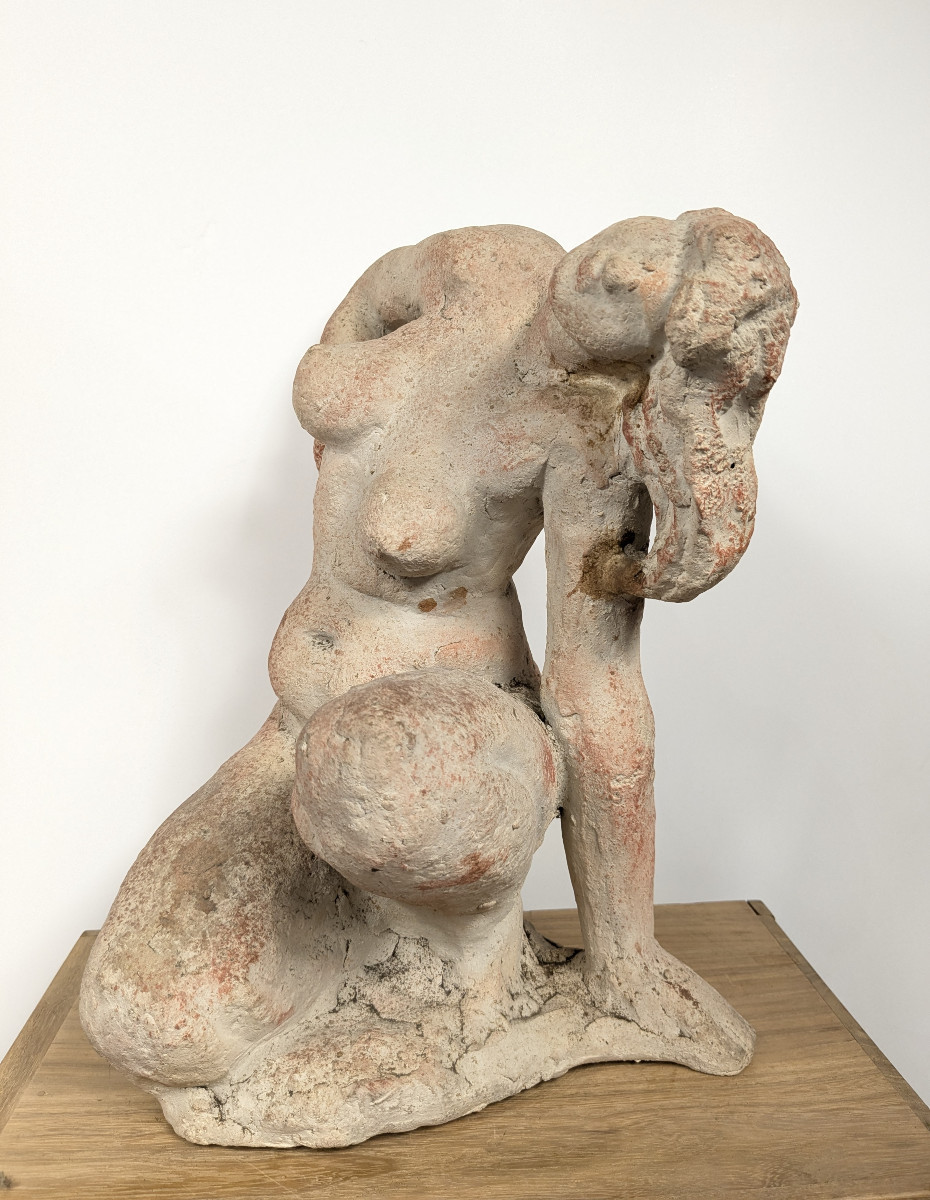 Seated Nude - Terracotta Circa 1950 By Masaru Kinouchi 1892-1977 #392-photo-1