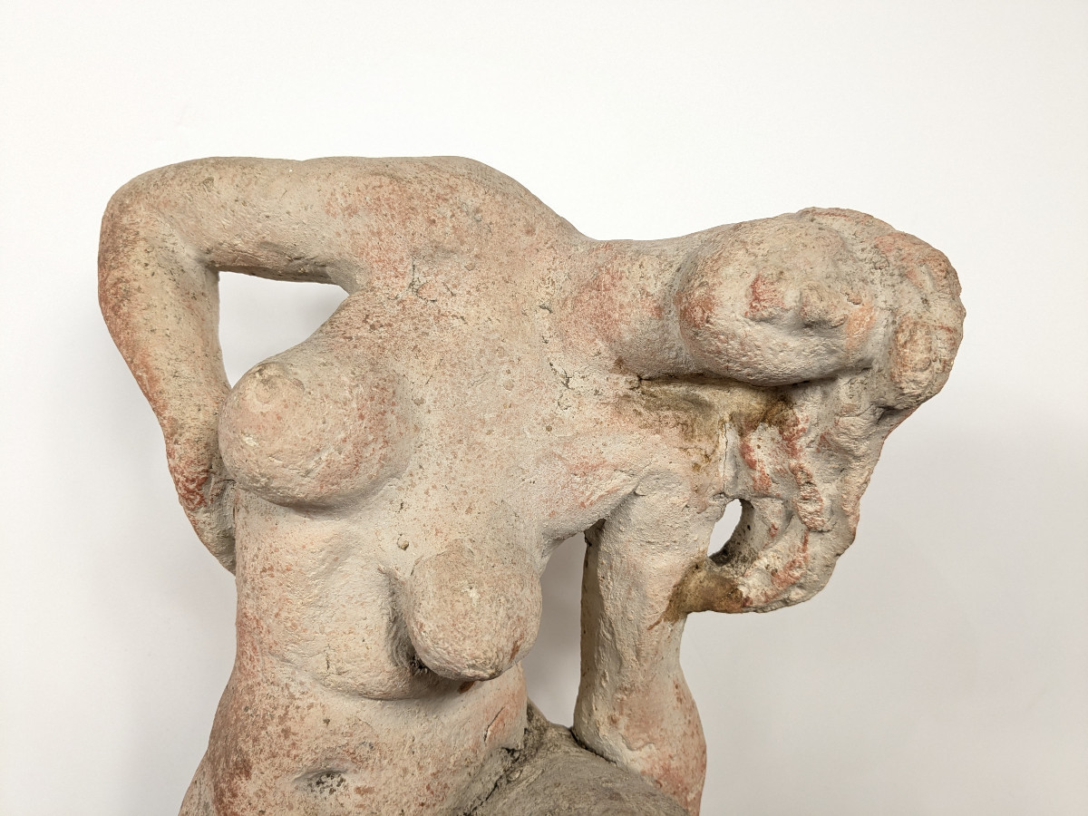 Seated Nude - Terracotta Circa 1950 By Masaru Kinouchi 1892-1977 #392-photo-2