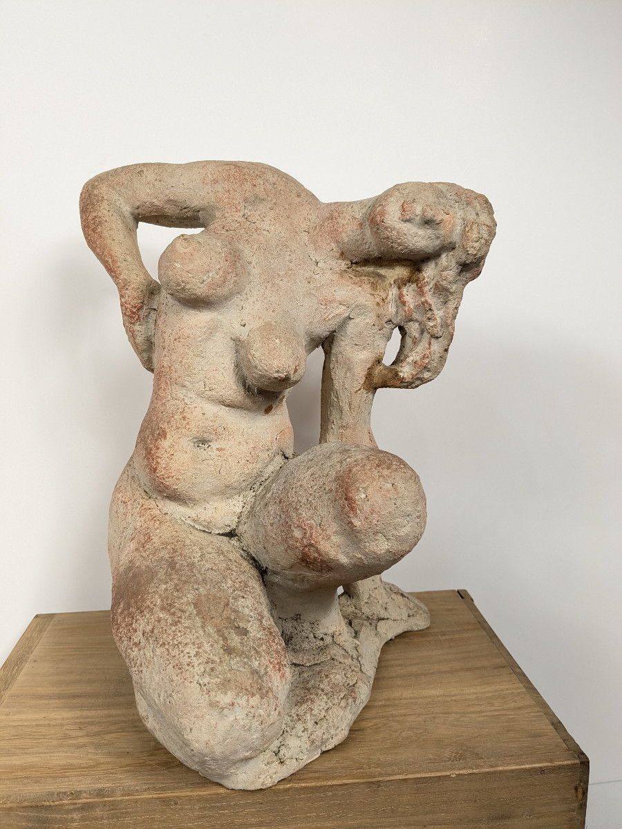Seated Nude - Terracotta Circa 1950 By Masaru Kinouchi 1892-1977 #392-photo-4