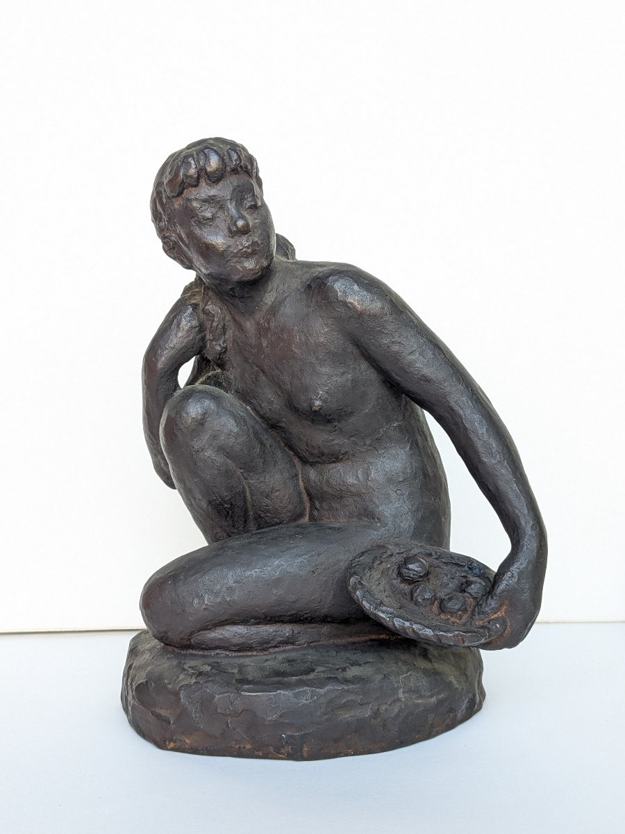 Nude With A Basket Of Fruit - Bronze, Circa 1950 #107