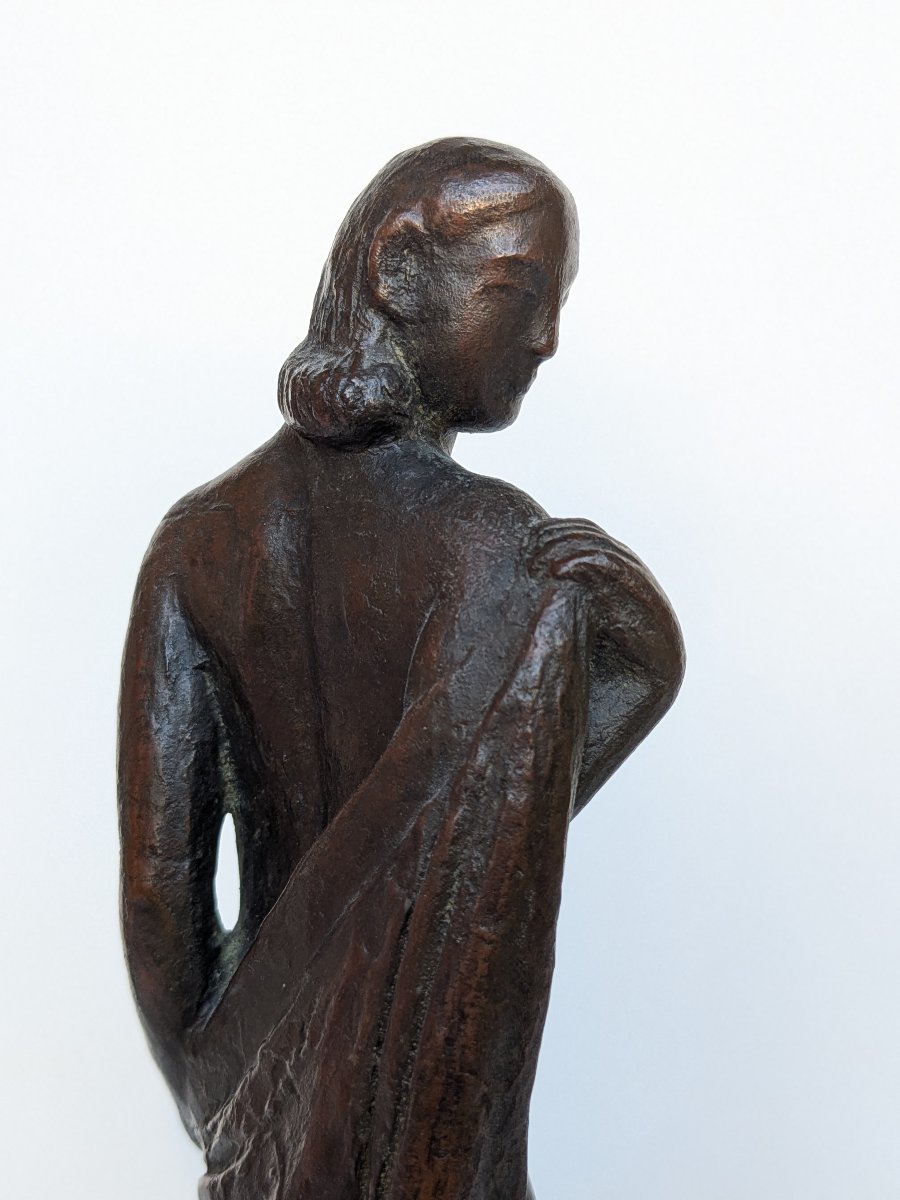 Nu au drapé - bronze circa 1930 - Par Kozuke Fuji  1882 - 1958  #498-photo-3