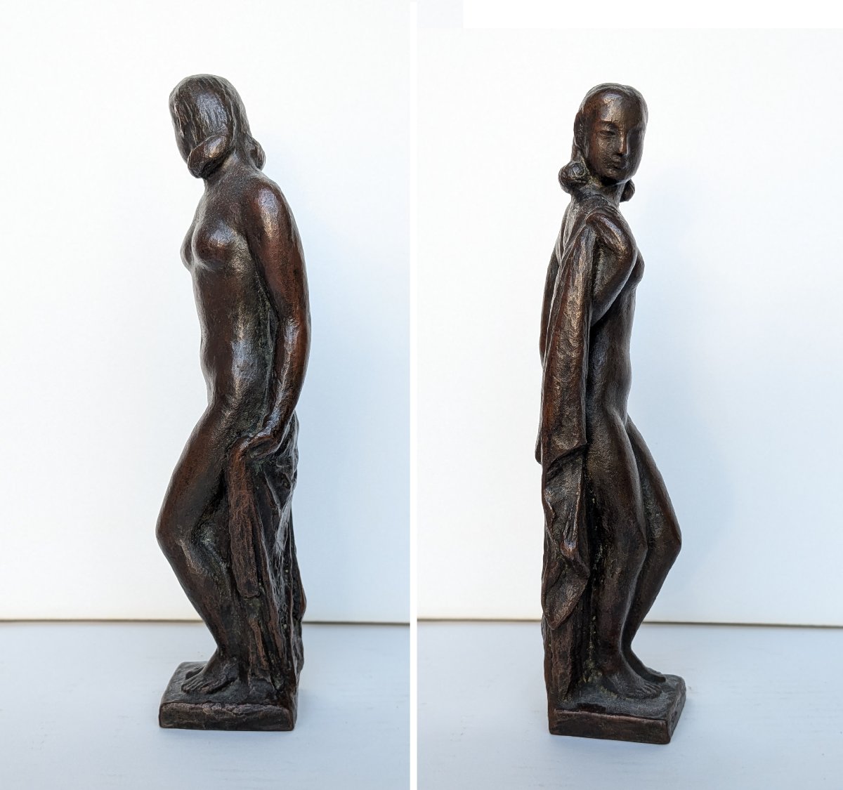 Nu au drapé - bronze circa 1930 - Par Kozuke Fuji  1882 - 1958  #498-photo-7