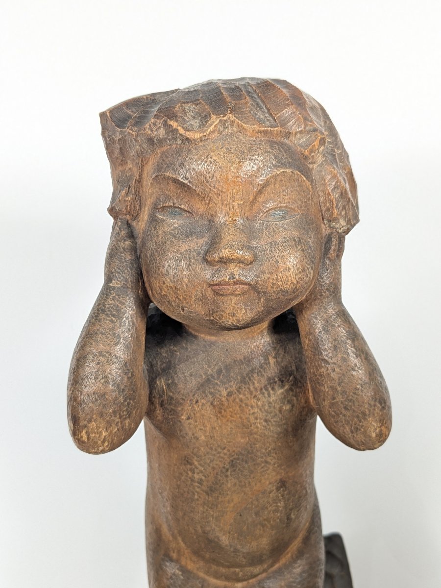 Bébé boudeur - bois sculpté par Hasegawa Subaru (1909 - 2012) #652-photo-3