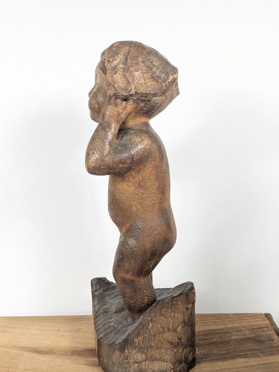 Bébé boudeur - bois sculpté par Hasegawa Subaru (1909 - 2012) #652-photo-2