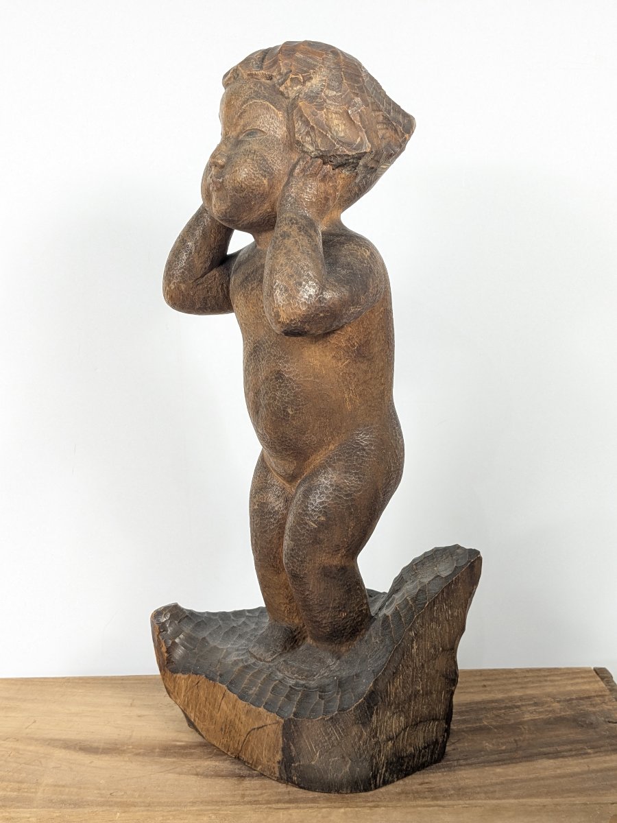 Bébé boudeur - bois sculpté par Hasegawa Subaru (1909 - 2012) #652-photo-3