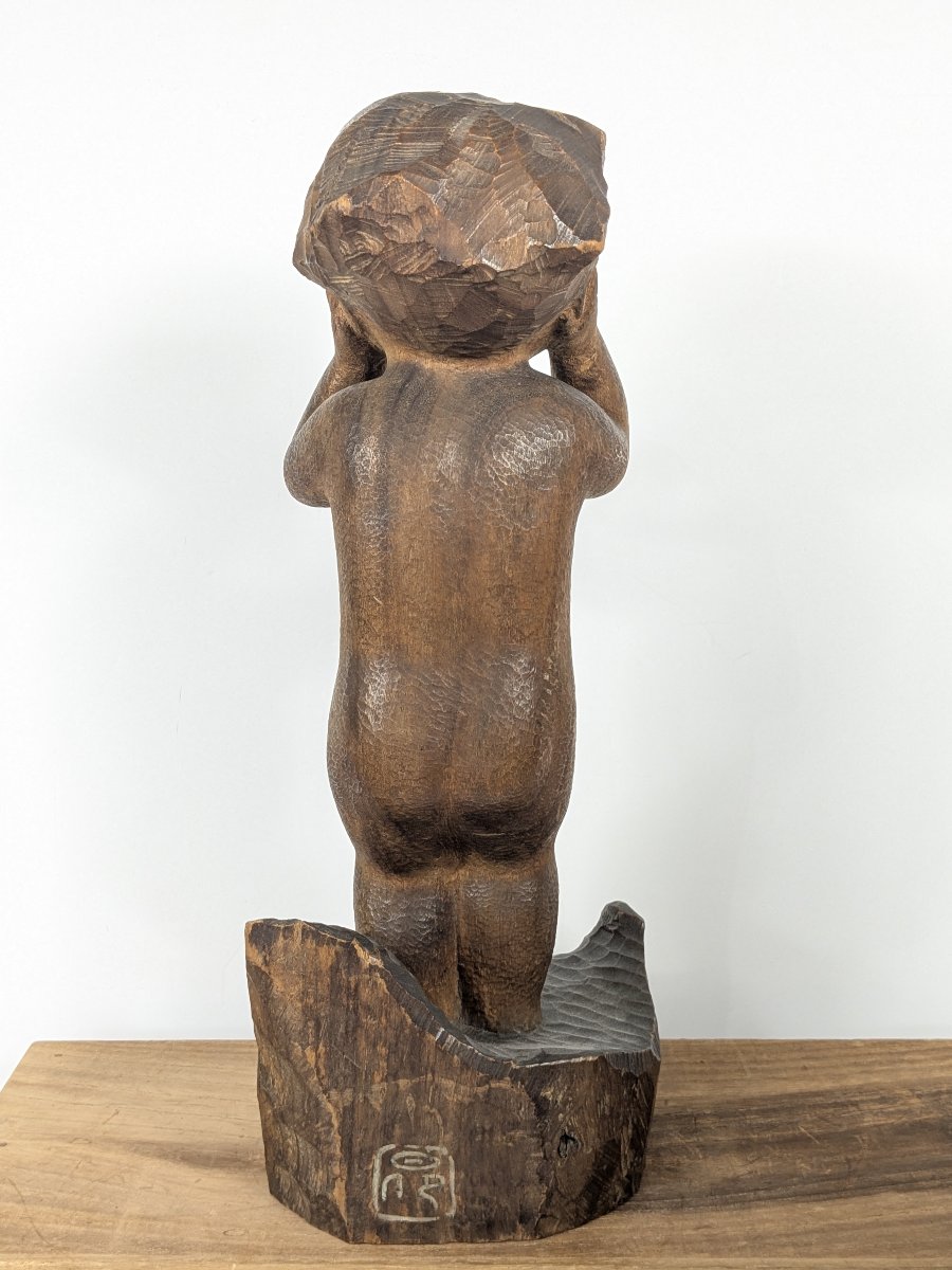 Bébé boudeur - bois sculpté par Hasegawa Subaru (1909 - 2012) #652-photo-5