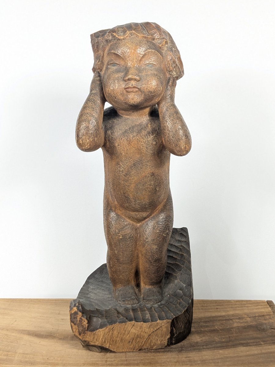 Bébé boudeur - bois sculpté par Hasegawa Subaru (1909 - 2012) #652