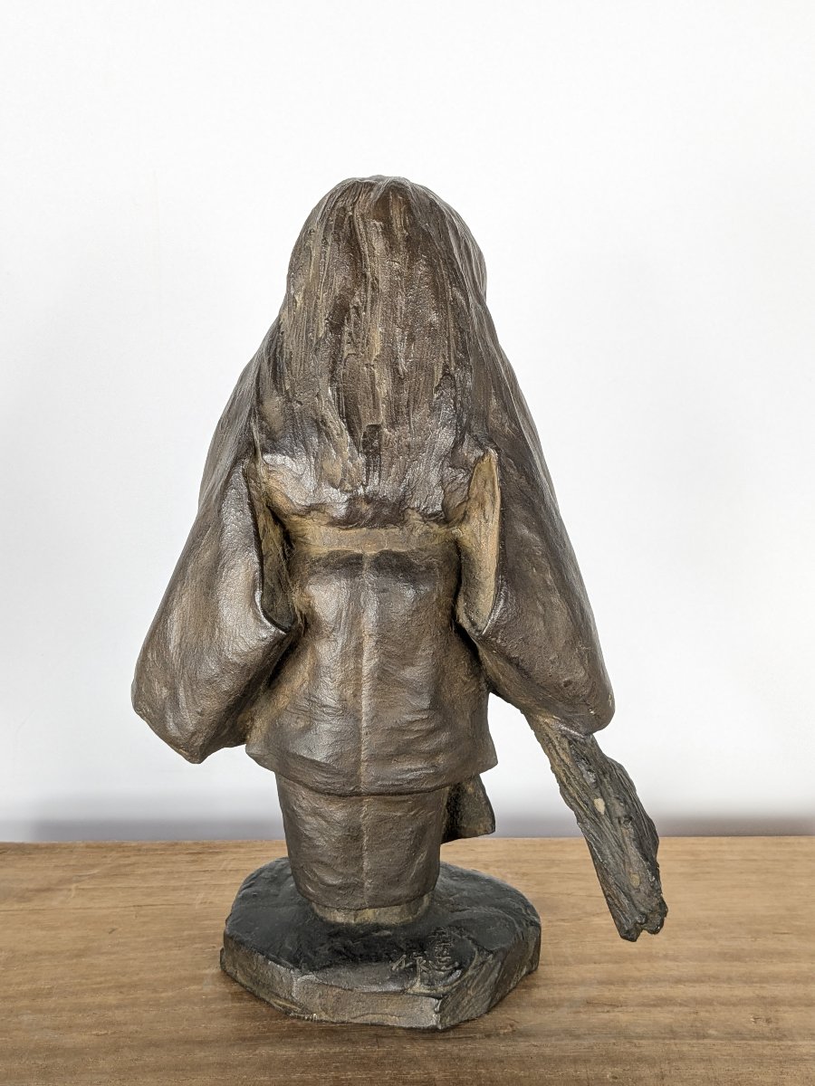 A Noh Theater Actor—bronze By Koun Nakatani (1890–1945) #834-photo-5