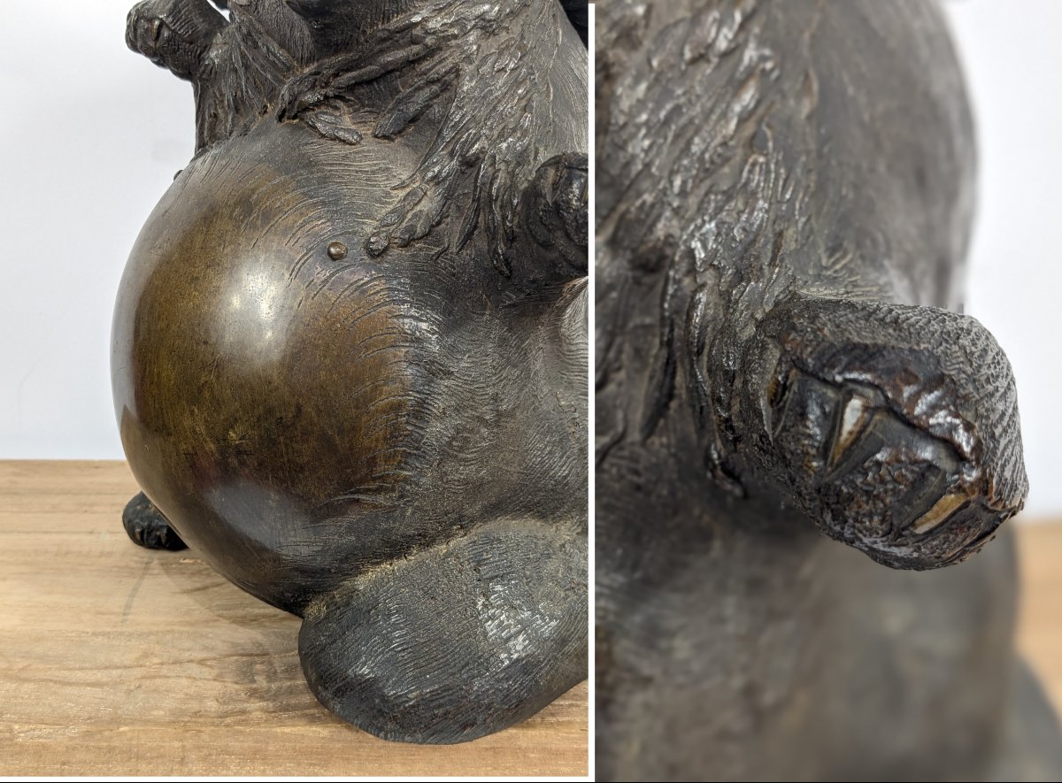 A Tanuki Incense Burner - Bronze, Taisho Period, 1920–30  #106-photo-4