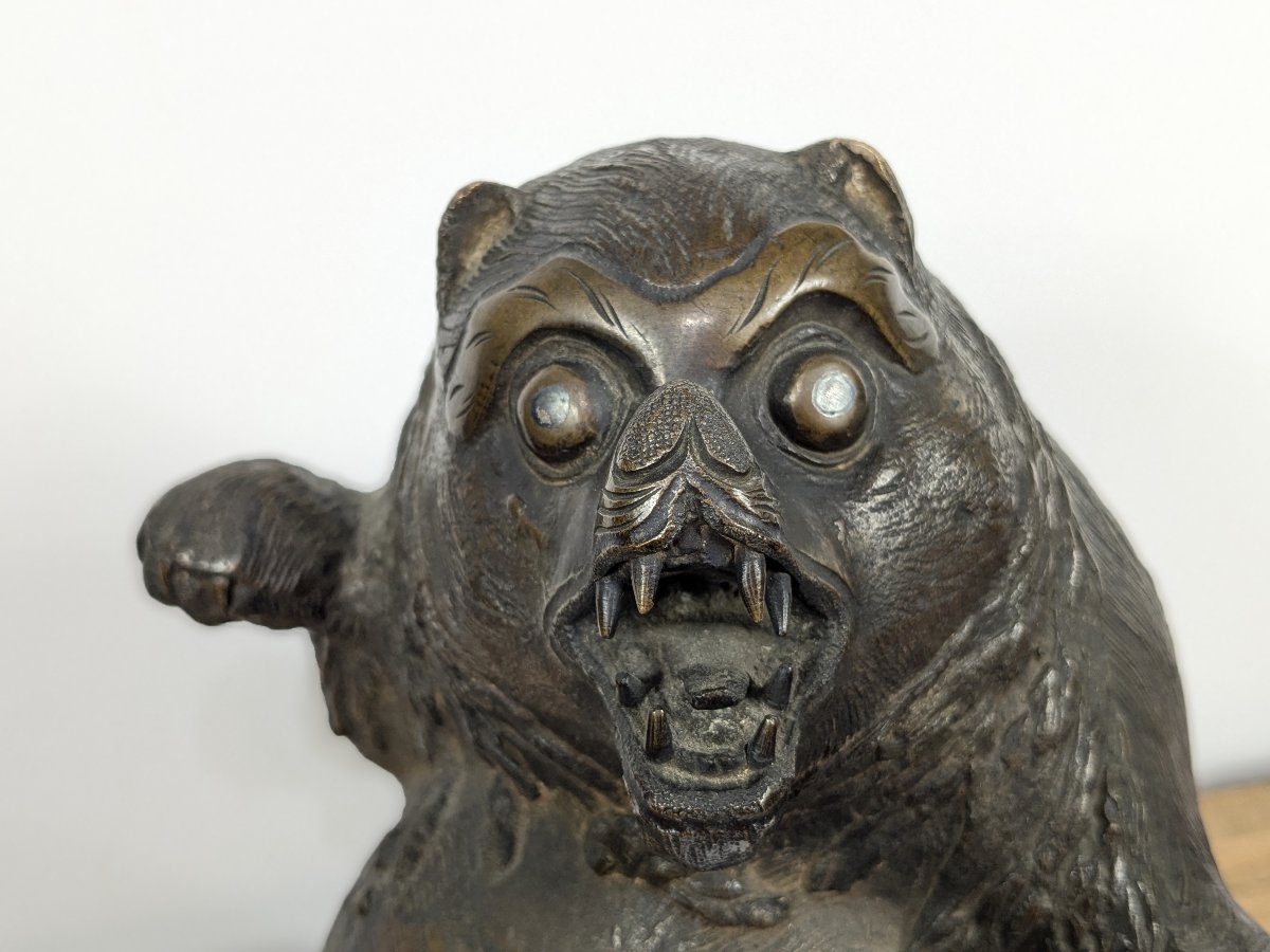 A Tanuki Incense Burner - Bronze, Taisho Period, 1920–30  #106-photo-6