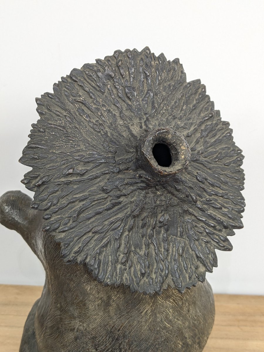 A Tanuki Incense Burner - Bronze, Taisho Period, 1920–30  #106-photo-8