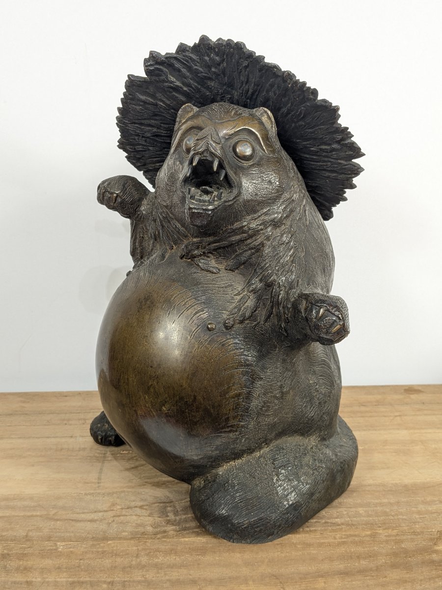 A Tanuki Incense Burner - Bronze, Taisho Period, 1920–30  #106