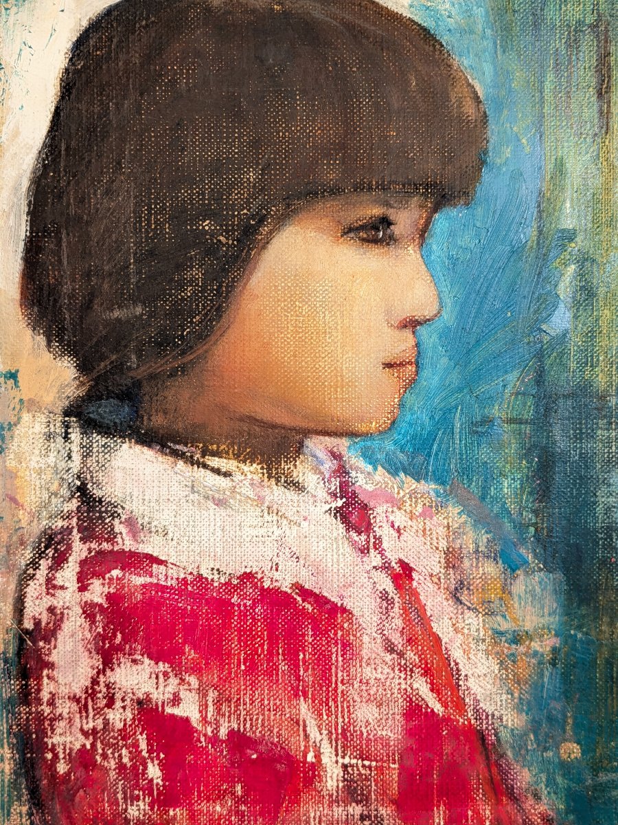 The Red Sweater – Oil On Canvas, Saburō Amano (1919–2006) #199-photo-2