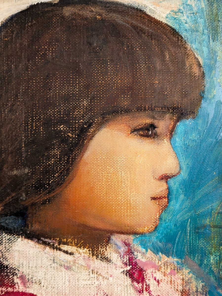 The Red Sweater – Oil On Canvas, Saburō Amano (1919–2006) #199-photo-3