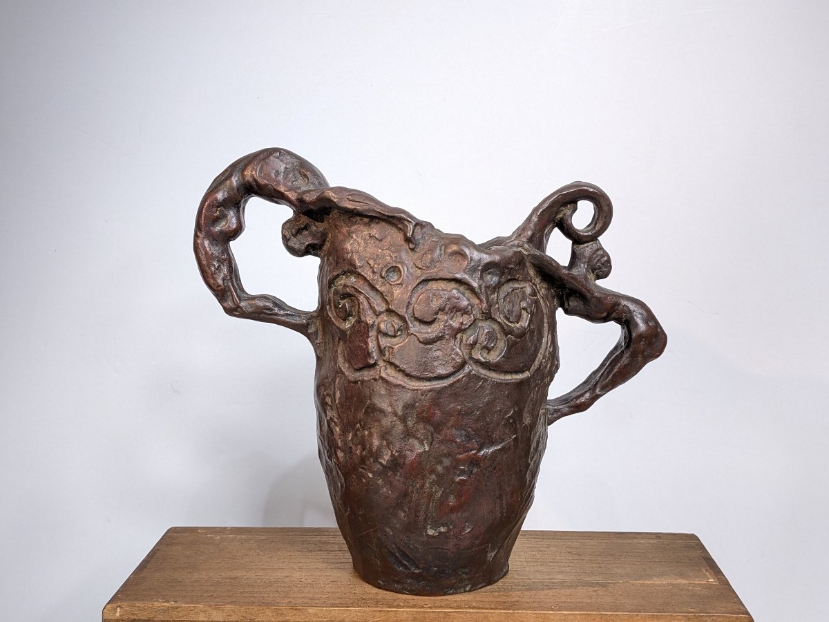 Vase With Acrobats – Bronze,  By Seibo Kitamura 1929-photo-2