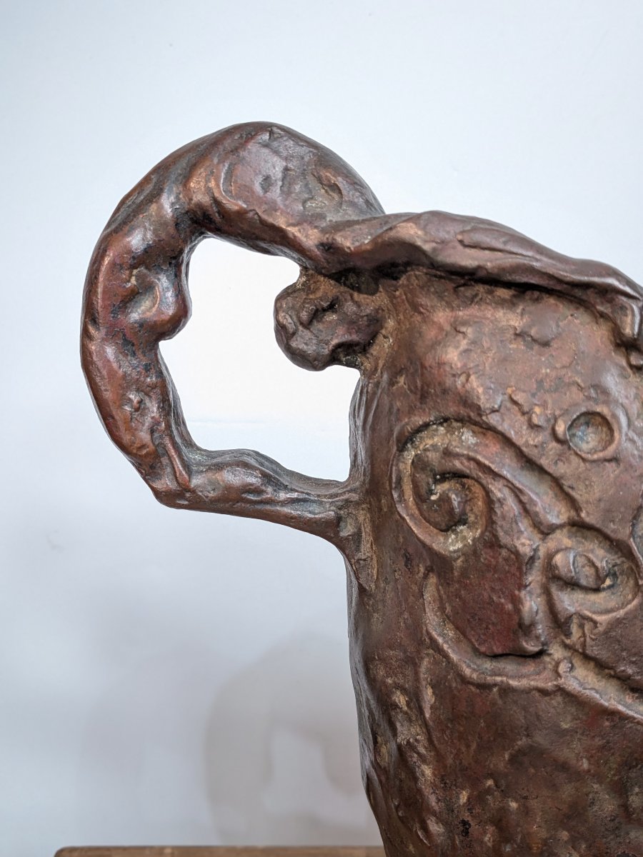 Vase With Acrobats – Bronze,  By Seibo Kitamura 1929-photo-3