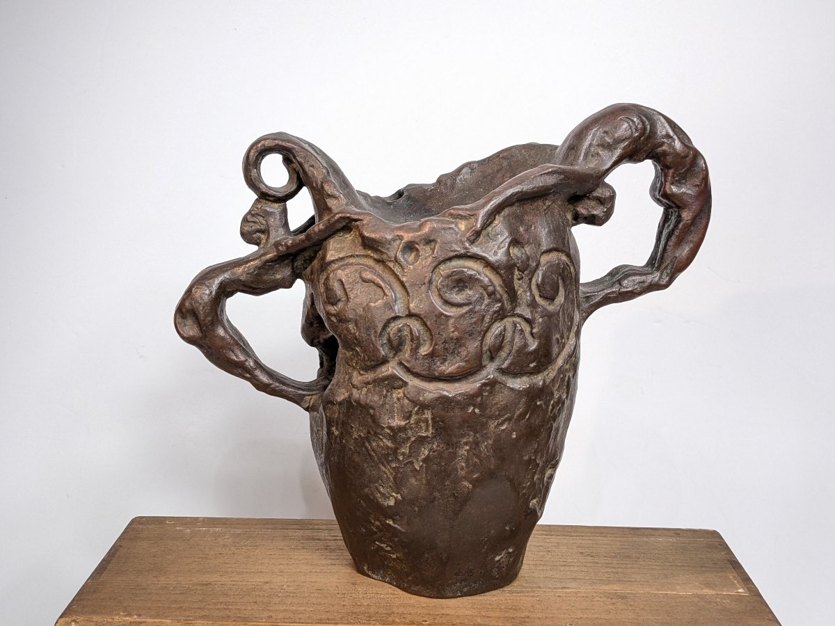 Vase With Acrobats – Bronze,  By Seibo Kitamura 1929