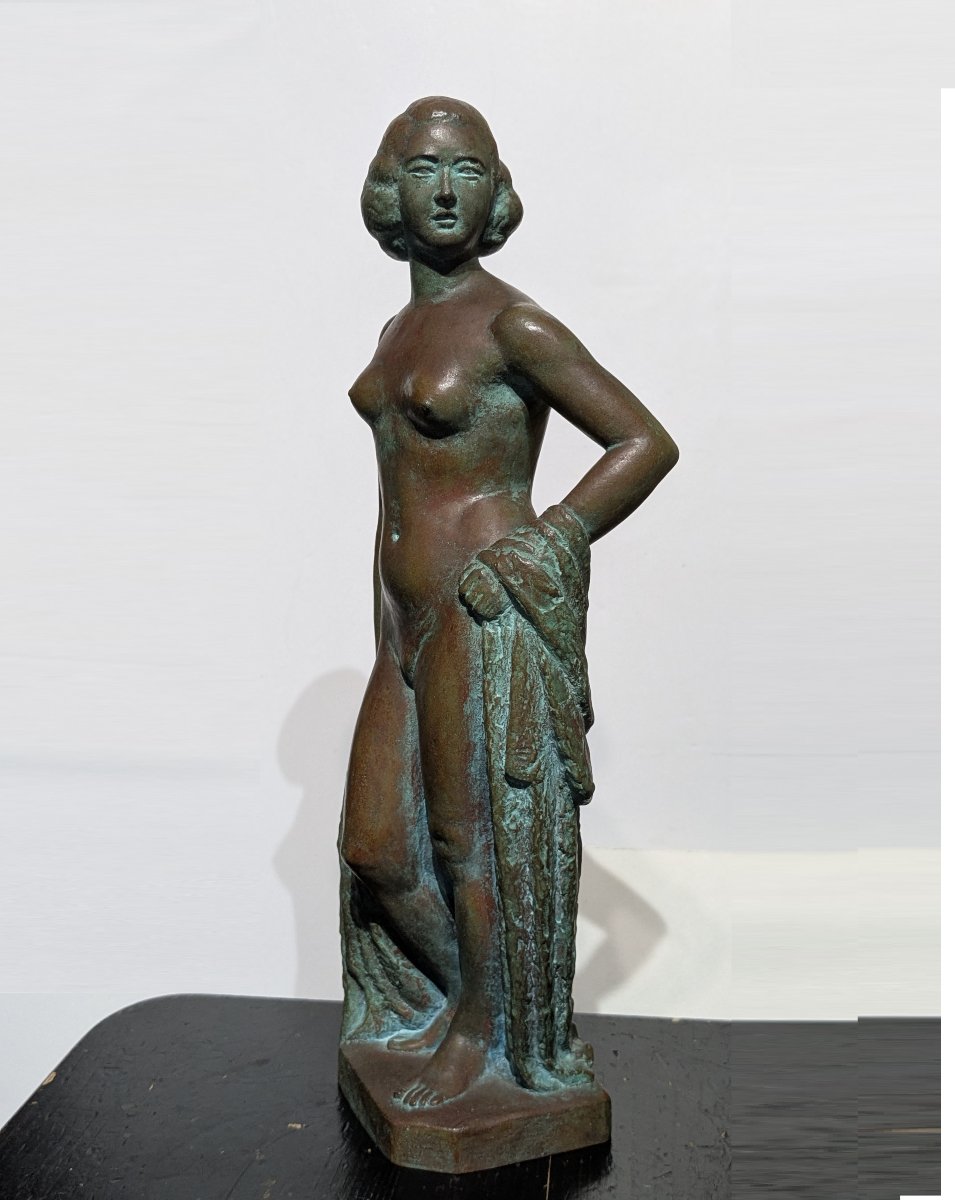 Nu au drapé, bronze  Art Déco 1920-30 par Yoshiki Hasegawa-photo-7