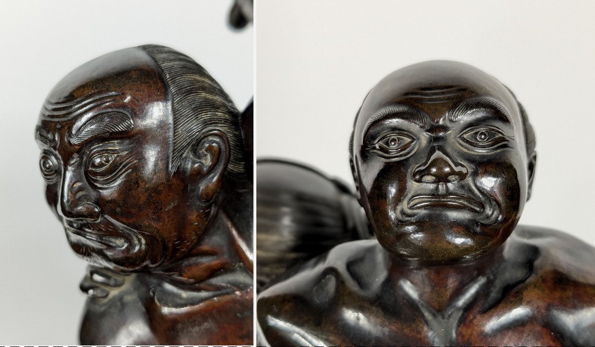 Sumos luttant bronze Circa 1860- 1900 - Ere Meiji.-photo-3