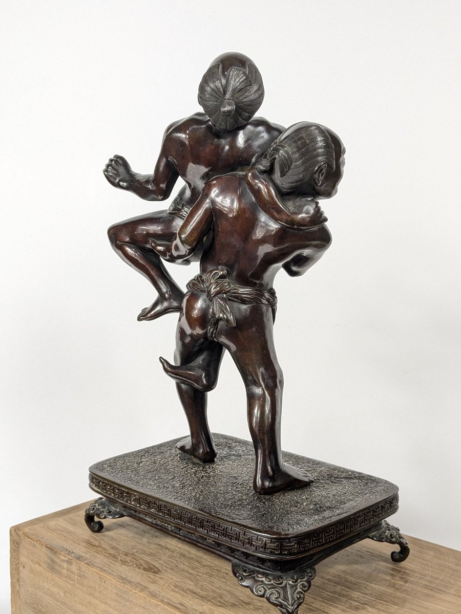 Sumos luttant bronze Circa 1860- 1900 - Ere Meiji.-photo-1