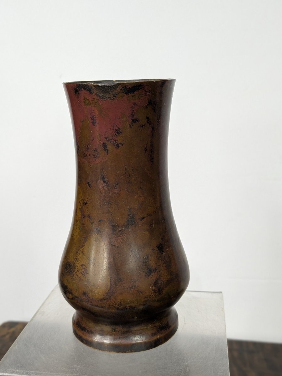 Petit vase en bronze à patine nuancée – Meiji Japon-photo-4
