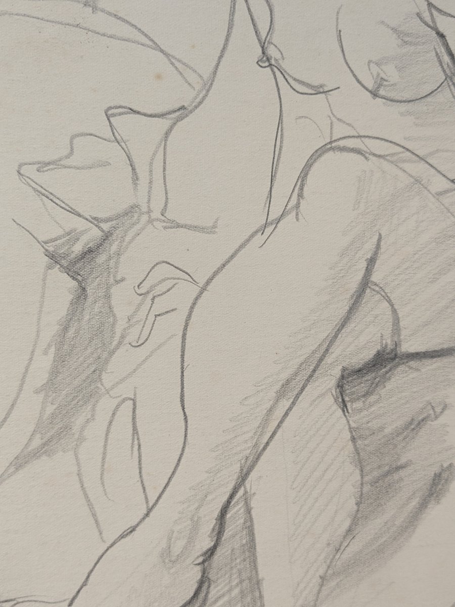 nu au fauteuil -crayon circa 1930 - Kuroda Yoritsuna 1909 – 1998-photo-3