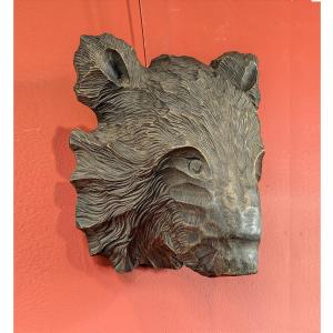 Applique tête d'ours - bois - Japon 1960-70   -ham 102439