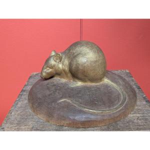Le rat - statuette bois, 1924 - par  Seiichi Kineya 1897-1970 #744
