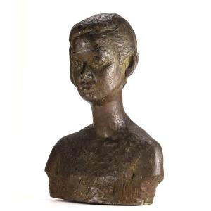 Buste de jeune femme - bronze 60cm circa 1950 par Tsutomo UEKI 1913-2003