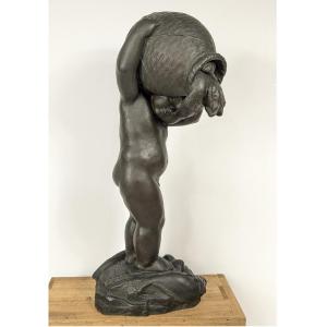 L'enfant aux poissons - bronze 58cm Art deco circa 1930 - #373