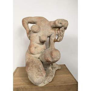Seated Nude - Terracotta Circa 1950 By Masaru Kinouchi 1892-1977 #392