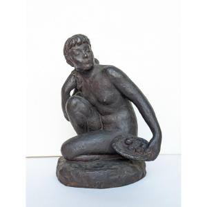 Nude With A Basket Of Fruit - Bronze, Circa 1950 #107
