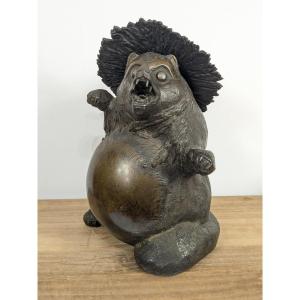 Un tanuki brûle parfum - bronze période Taisho 1920-30 #106