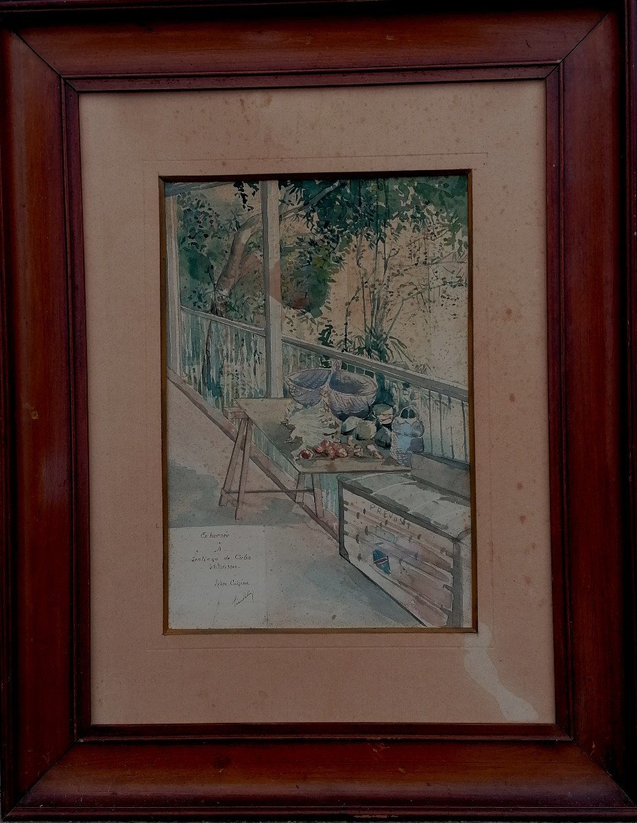 Watercolor - Santiago De Cuba - Léon Satin? - Intimate Scene - Travel --photo-4
