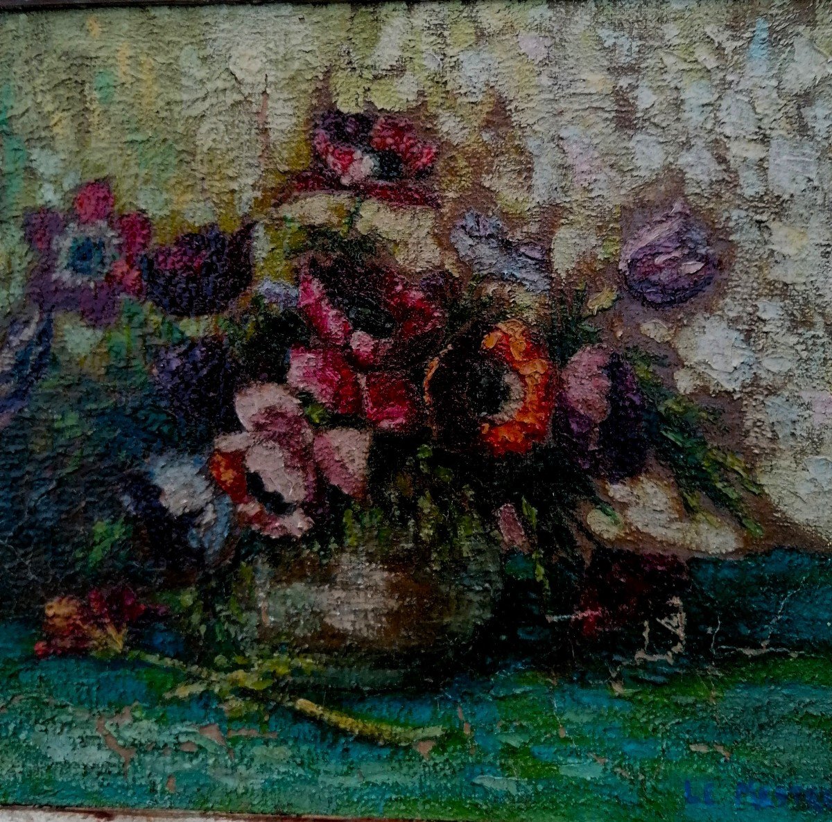 Le Mestre - Oil On Canvas - Impressionist School - Still Life With Anemones - Early XX E--photo-4