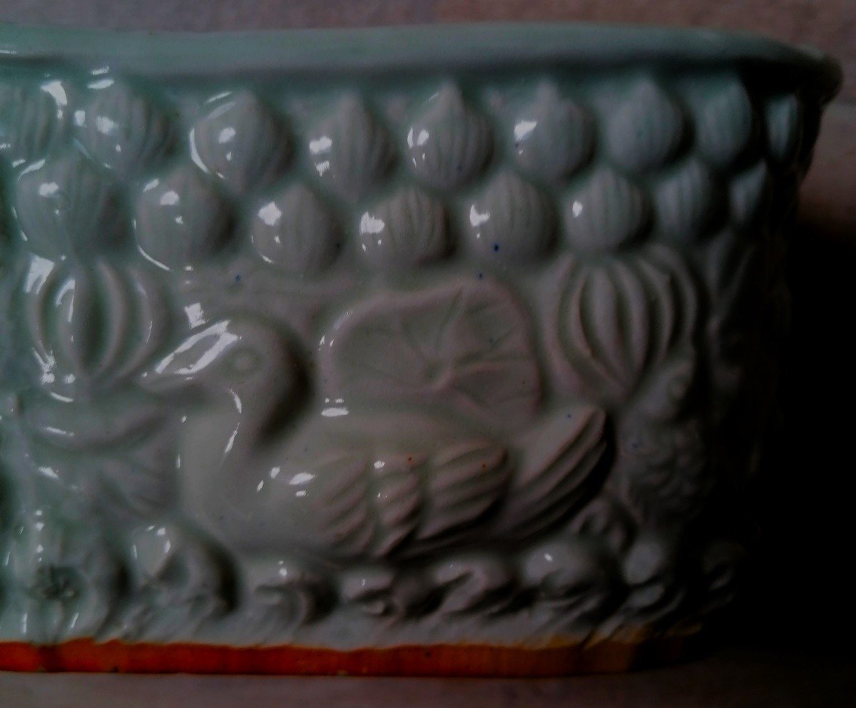 Headrest - China - Celadon - Decor With Dragons - Ducks - Fish And Stylized Patterns --photo-4