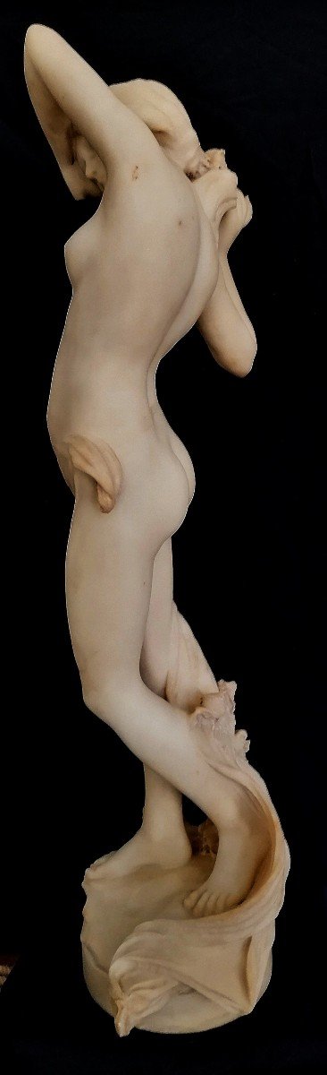 L. Felli - Sculpture En Marbre - Nymphe Debout Tenant Un Bouquet De Fleurs - Florence XIX-XX Em-photo-2