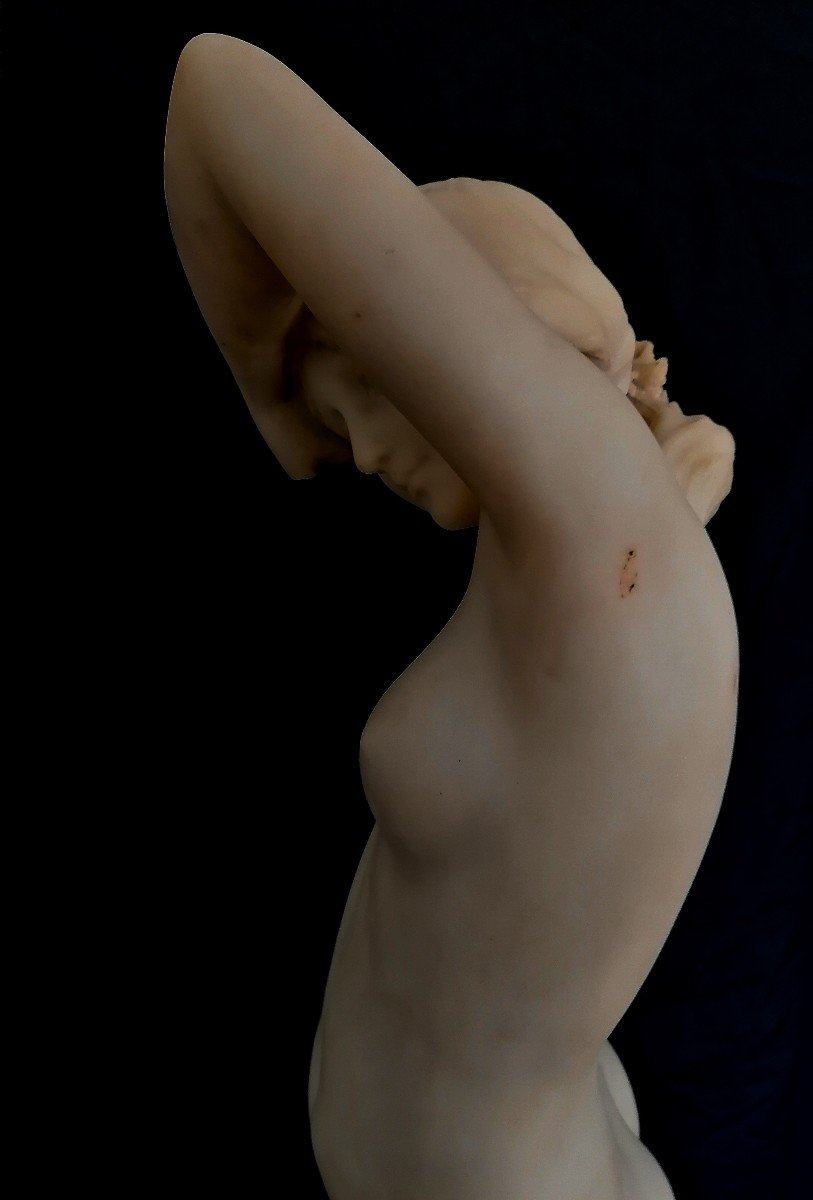 L. Felli - Sculpture En Marbre - Nymphe Debout Tenant Un Bouquet De Fleurs - Florence XIX-XX Em-photo-7