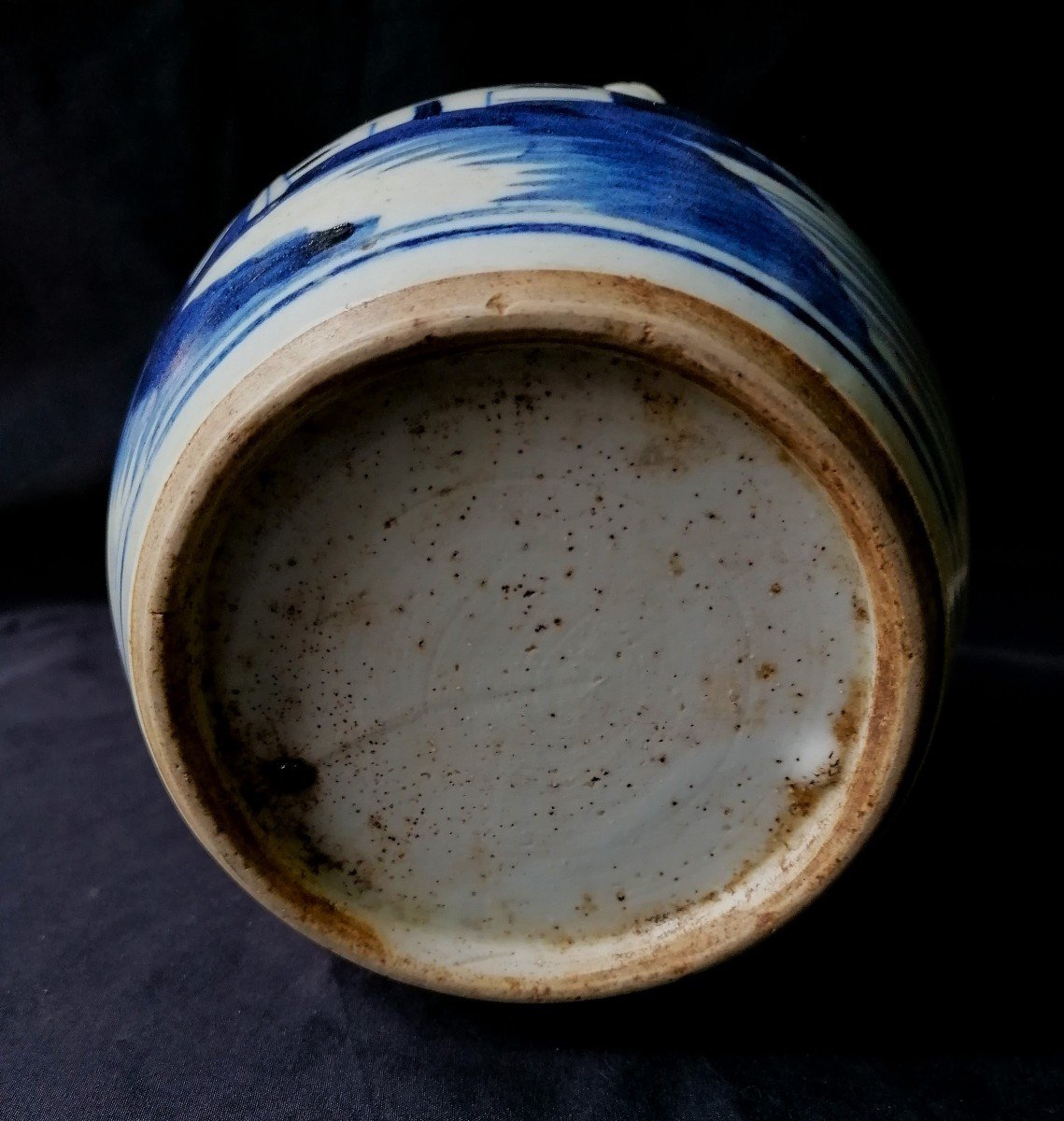 Chine-porcelaine Blanc-bleu - Pot A Vin - Décor Paysage Lacustre - XIX Eme Siècle --photo-4