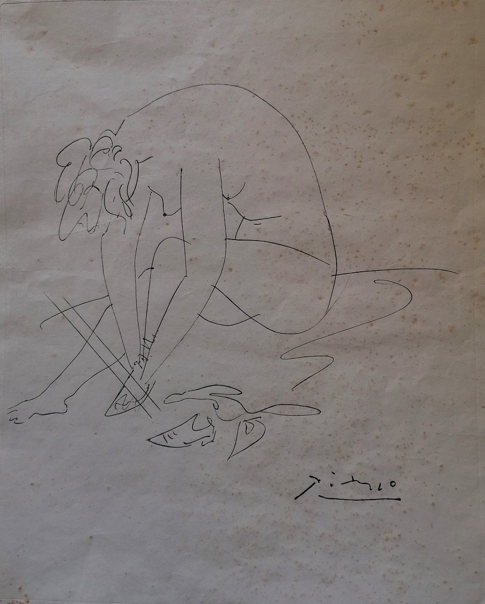 Gravure -pablo Picasso - Ballerine Ajustant Son Chausson - Joseph Foret 1954 - Papier Velin - -photo-1