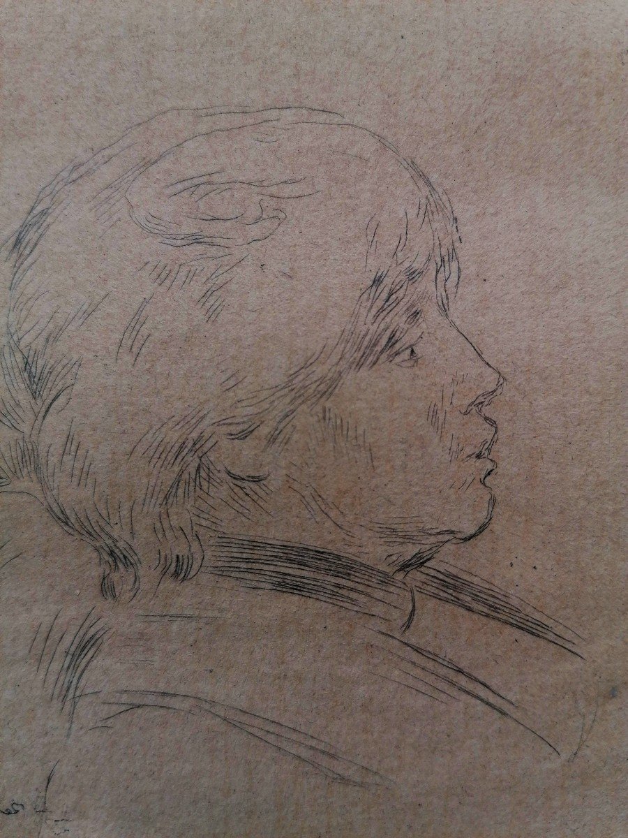 Pierre Auguste Renoir - Eau Forte - Portrait De Berthe Morisot - Gravure --photo-2