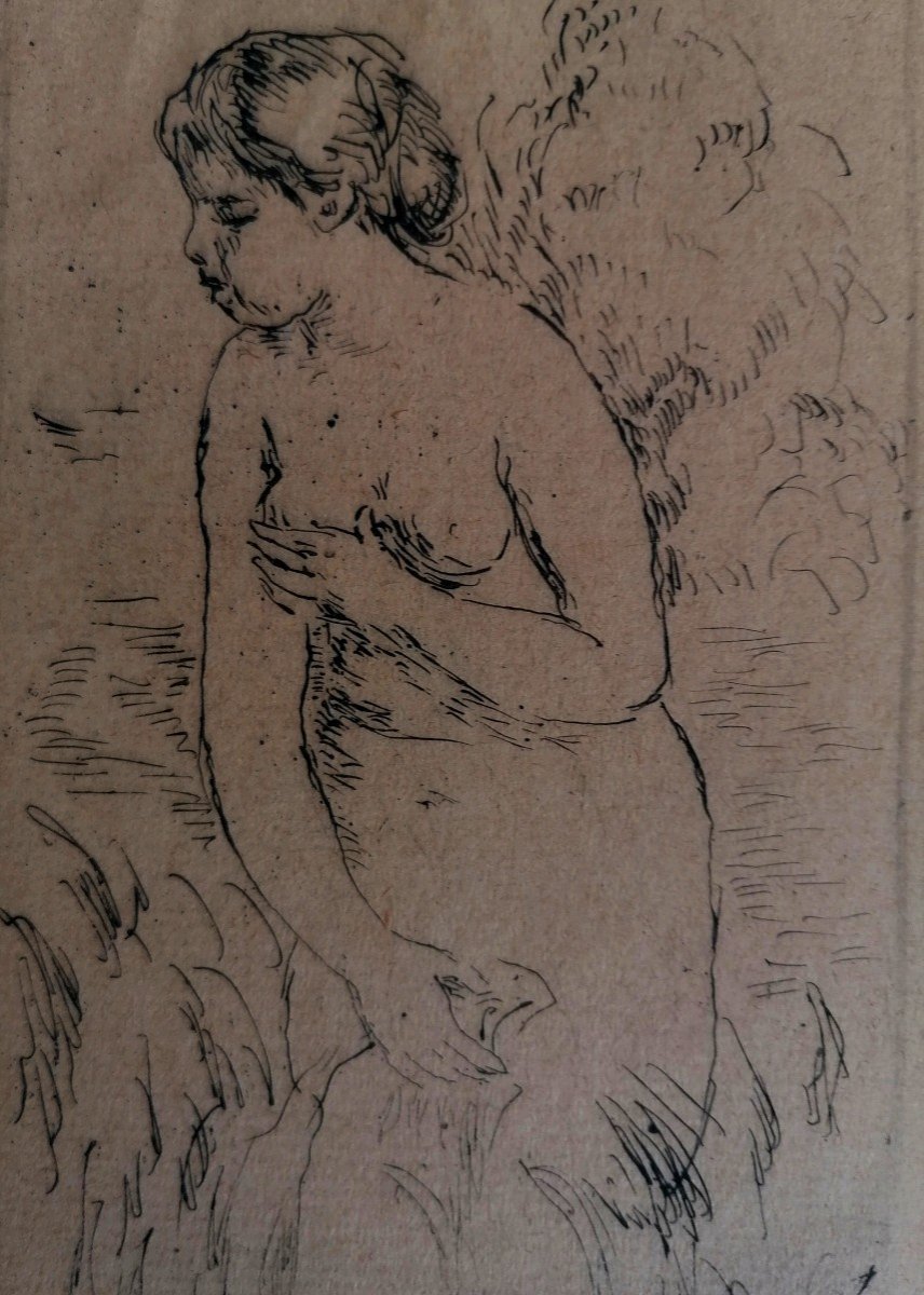 Pierre Auguste Renoir - Gravure A l'Eau Forte - Baigneuse Debout a mi Jambes - Theodore Duret --photo-4