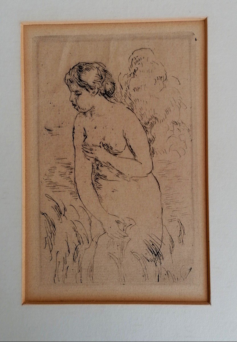 Pierre Auguste Renoir - Gravure A l'Eau Forte - Baigneuse Debout a mi Jambes - Theodore Duret --photo-1