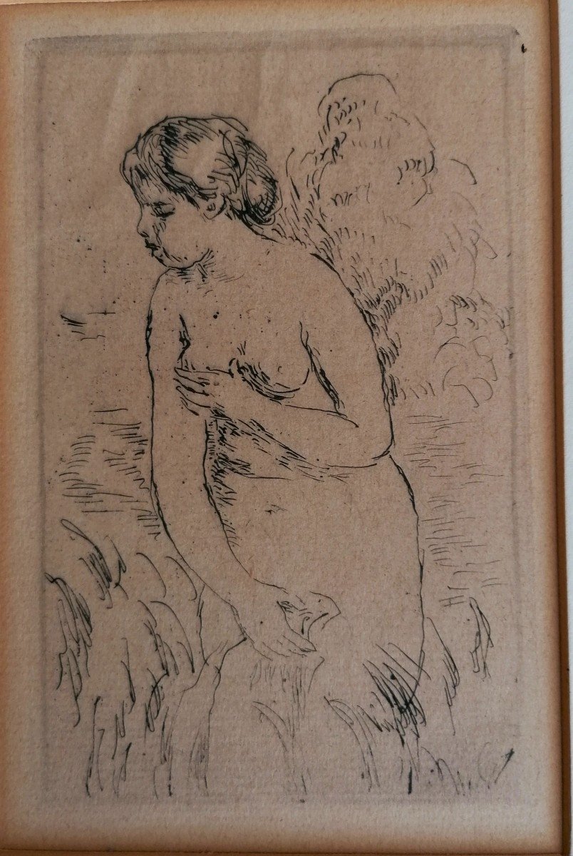 Pierre Auguste Renoir - Gravure A l'Eau Forte - Baigneuse Debout a mi Jambes - Theodore Duret -