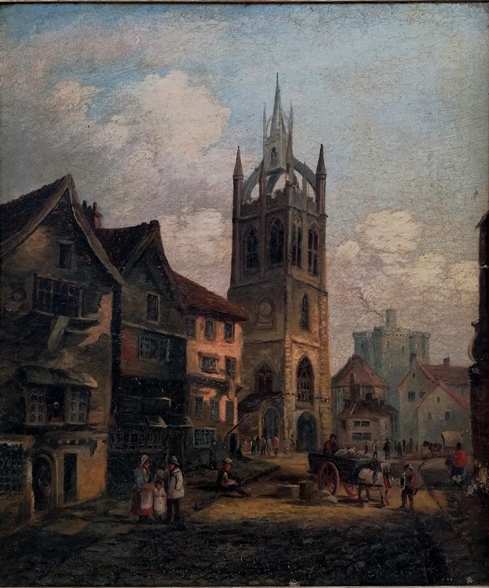 Huile Sur Toile - Cathédrale Saint Nicolas - Newcastle upon Tyne  - Angleterre -