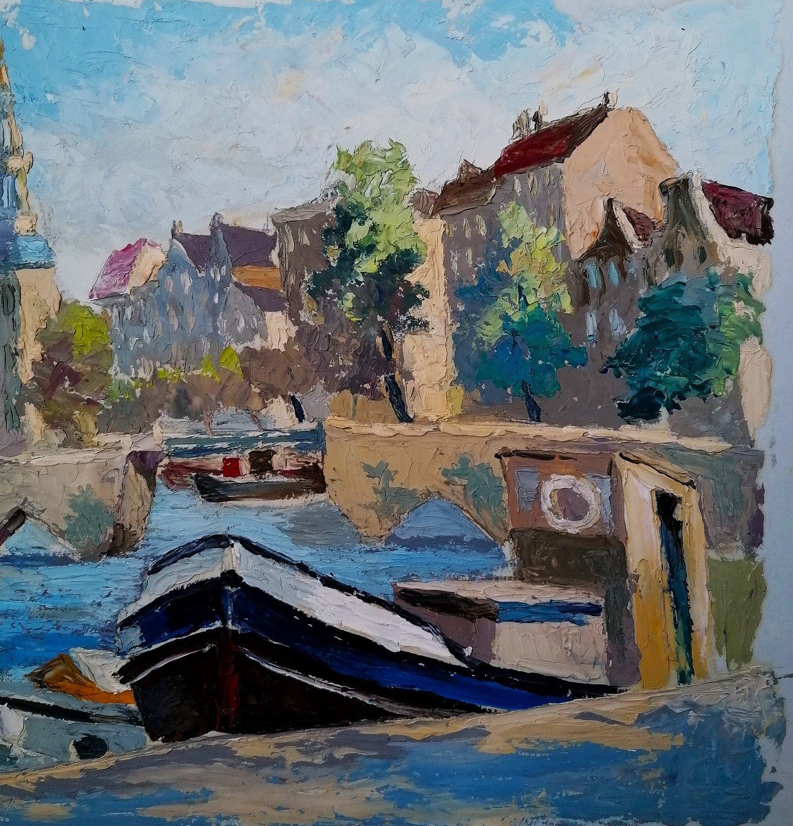 Jean Favre - Paysage Urbain - Gouache -  XX Eme Siècle --photo-3