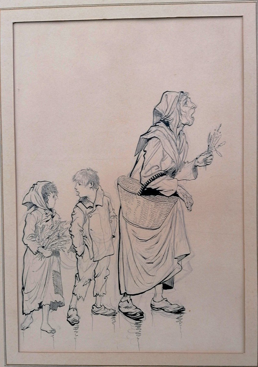 Chinese Ink Drawing - 19th Century Period --photo-1