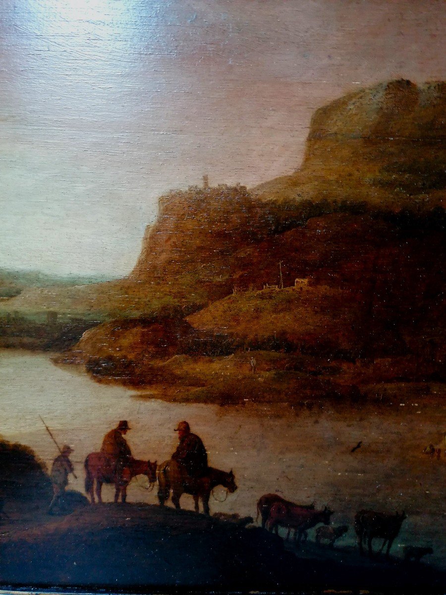 Oil On Oak - Northern School - Animated Landscape - 18th Century Period --photo-1